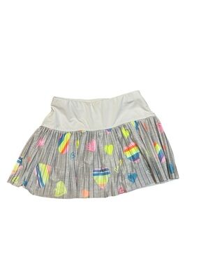 Lucky in Love Girls Pleated Tennis/Golf Skirt w/ Rainbow Heart Print, Small, 7-8